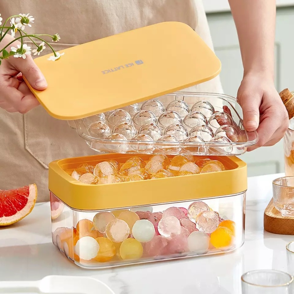 Ice cube tray silicone bottom ice cub storage